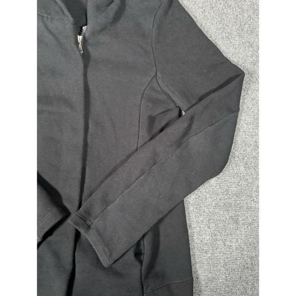 Standard James Perse Womens Black Hidden Zipper Zip‎ Up Hoodie Sweatshirt Size 2 - Picture 2 of 16